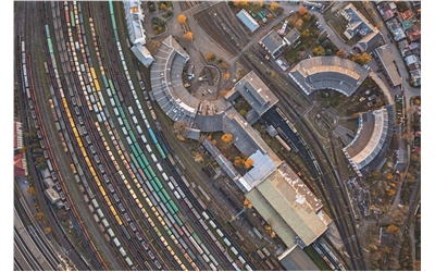 cargo trains aerial view iStock-1349674444