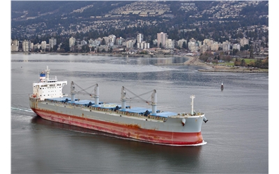 Freighter in Burrard Inlet Vancouver iStock-1018488460